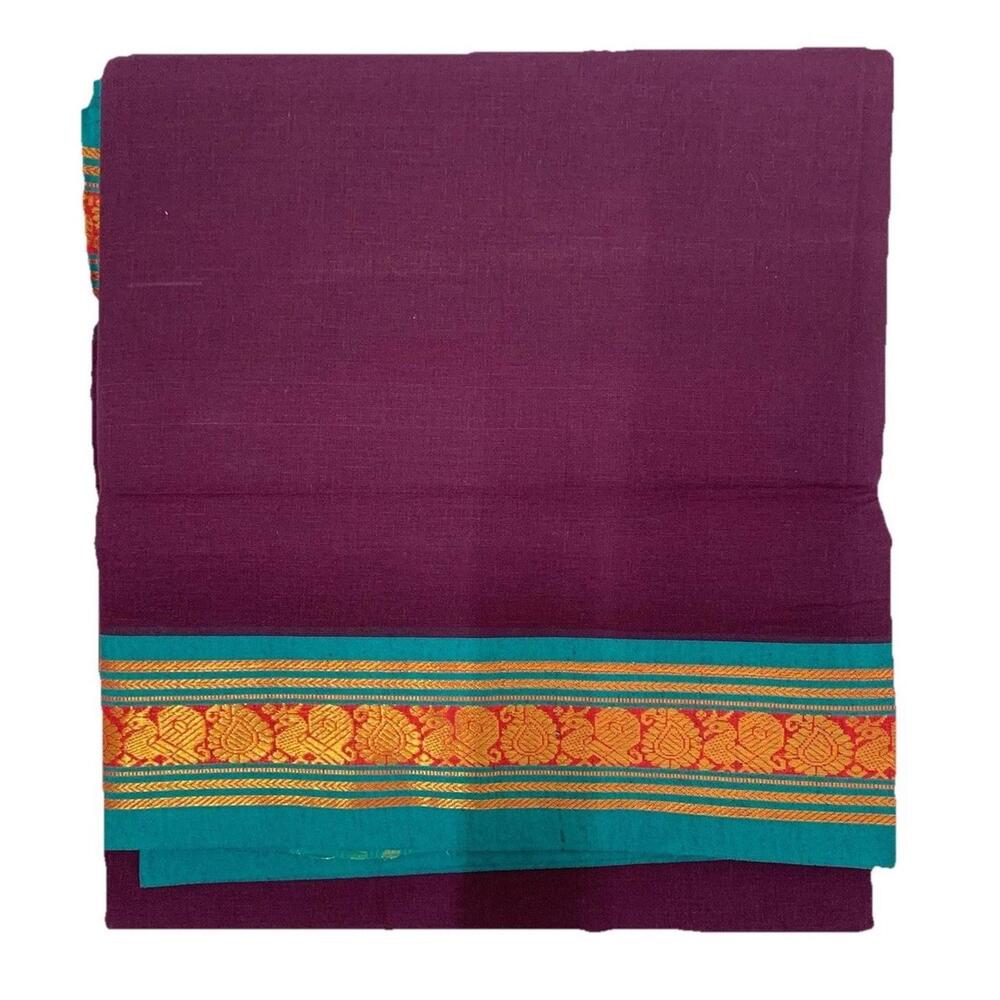 Deep Maroon Red Cotton Saree party wear casual wear Sari For Women South Indian